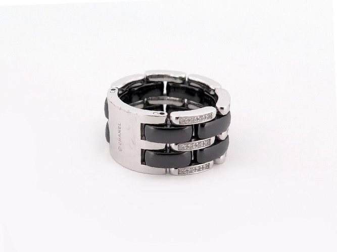 Bague 57 bague CHANEL ultra gm ceramique noire or diamants 58 Facettes 259938
