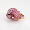 Bague Bague double flamant rose, motif oiseaux amoureux, taille 5, saphir rose, or rose 18 carats, vintage 58 Facettes G13981