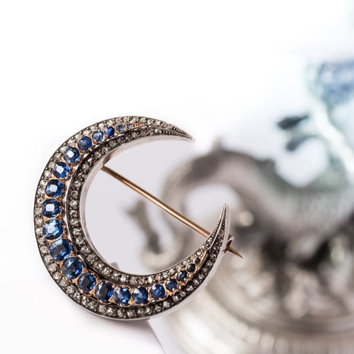 Broche Broche croissant saphirs et diamants 58 Facettes 14-104