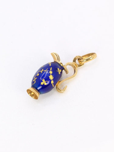Pendentif Pendentif charms vintage pichet or jaune émail bleu 58 Facettes 1099.11