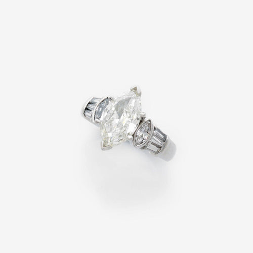 Bague 49 Bague marquise en or blanc avec diamants de 2,40 ct, style vintage 58 Facettes 22719
