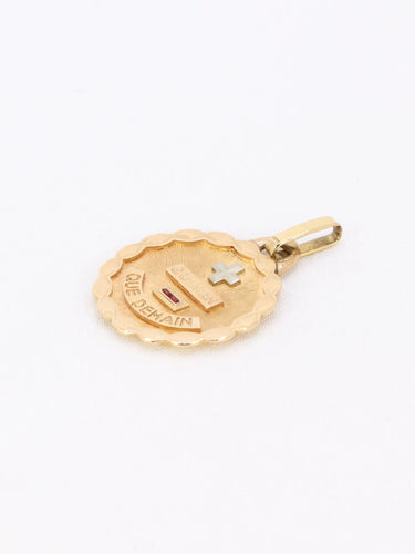 Pendentif Médaille Amour Augis or rose plus qu’hier moins que demain 58 Facettes J252