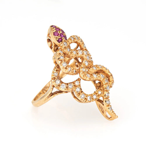 Bague Bague serpent vintage en or jaune 58 Facettes G13546