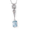 Pendentif Collier Art Déco en platine orné d'une aigue marine 58 Facettes