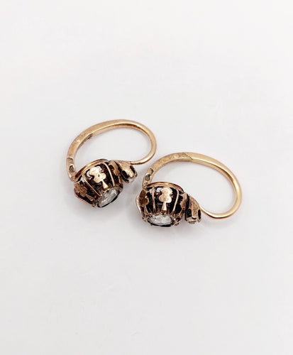 Boucles d'oreilles Dormeuses victoriennes or rose et diamant 58 Facettes A05396