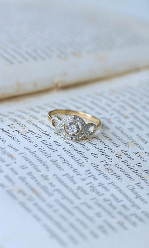 Bague 57 Bague Belle Epoque Infini Diamants sur Or jaune et Platine 58 Facettes