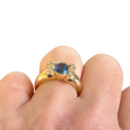 Bague 56 Bague rouleau saphirs et diamants en or jaune 58 Facettes 342