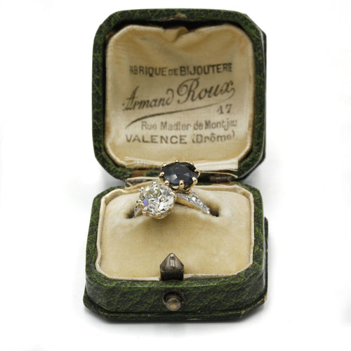 Bague 50 Bague Toi & Moi - Saphir, diamants 58 Facettes 1015