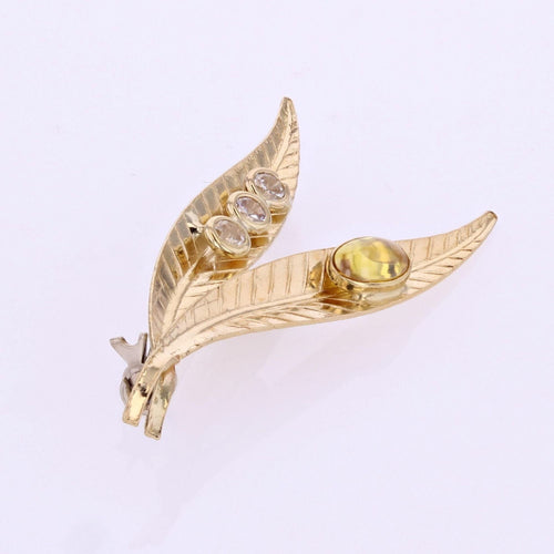 Broche Broche double feuille en or 58 Facettes CVBR85