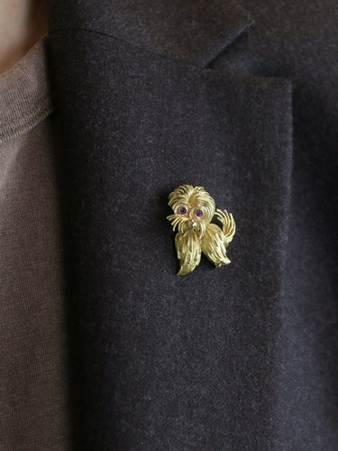 Broche Broche animalière chien or jaune rubis 58 Facettes 1014.2