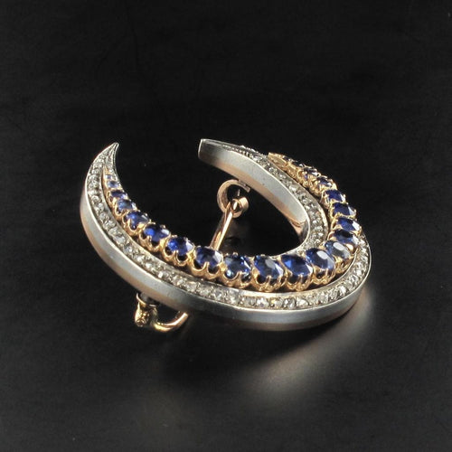 Broche Broche croissant saphirs et diamants 58 Facettes 14-104