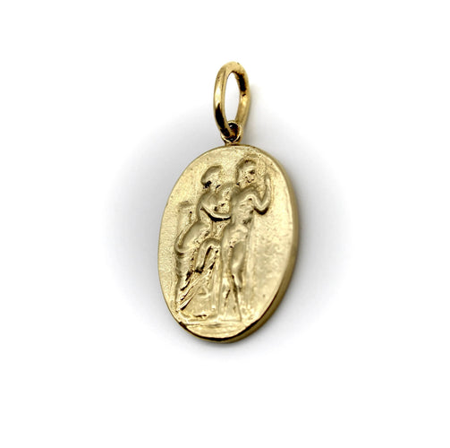 Pendentif Médaillon Vénus et Mars en or 14 carats Signature Classical Revival 58 Facettes