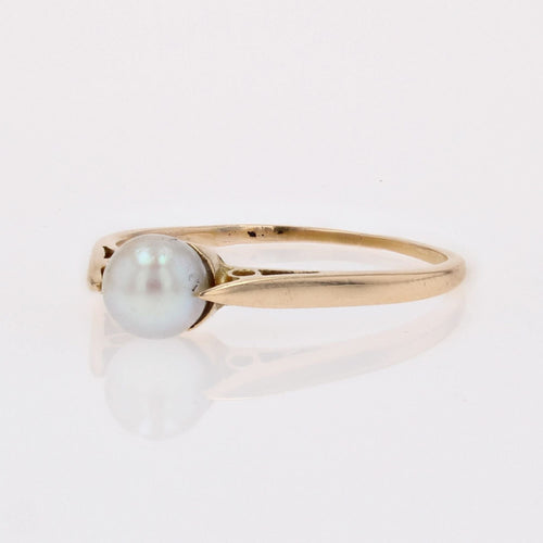 Bague 49 Solitaire or jaune perle de culture 58 Facettes 20-062