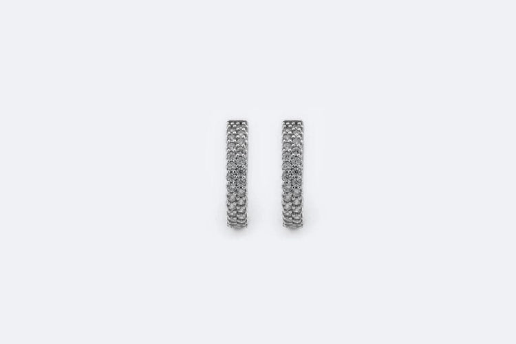 Boucles d'oreilles Oro Bianco Boucles d'oreilles croissant en or blanc avec diamants 58 Facettes ORC196