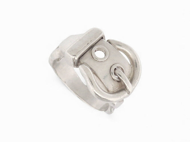 vintage bague HERMES boucle de ceinture t51 en argent 6.9gr  buckle