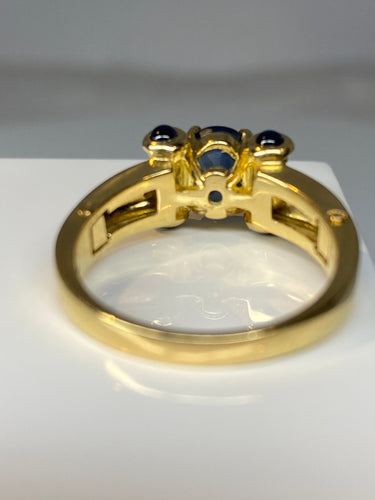 Bague 56 KORLOFF - bague saphirs, diamants, émail bleu 58 Facettes