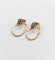 Boucles d'oreilles Dormeuses or jaune, cabochons de turquoises sur monture en fleur (circa 1900) 58 Facettes A05448