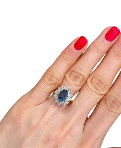 Bague 55 Bague Pompadour saphir et diamants 58 Facettes