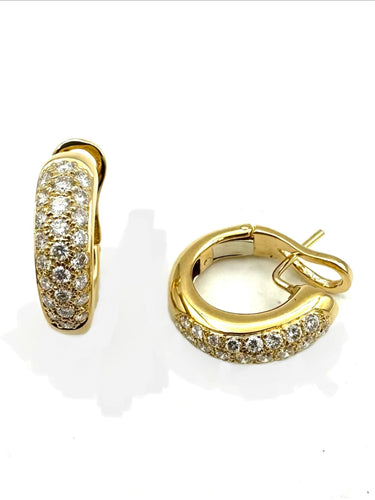 CARTIER. Boucles d'oreilles vintage or et diamants