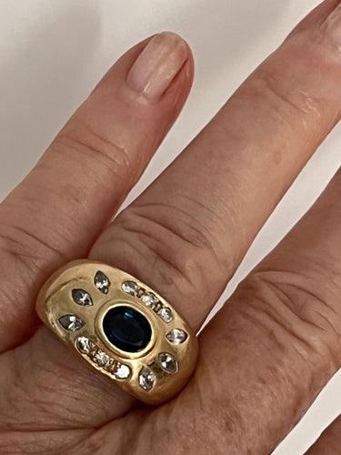 Bague 56.5 Bague Jonc Or Jaune Saphir Diamants 58 Facettes LOT 6164