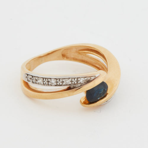 Bague 51 Bague or jaune - Saphir et Diamants 58 Facettes Ref 7145/12