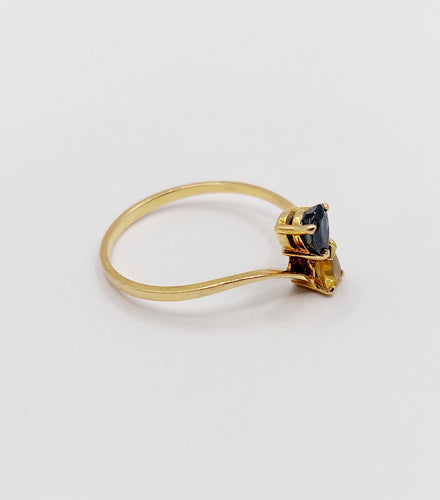 Bague 55 Bague toi et moi vintage or jaune 18k saphirs jaune et bleu 58 Facettes A06006