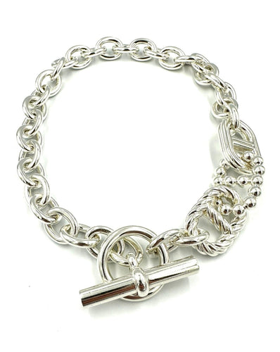 Collier HERMES. Collection Chaine d'ancre Parade, collier TGM en argent 58 Facettes