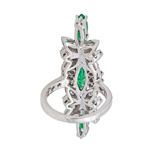 Bague 48 Bague Cocktail Or blanc Emeraude, Diamant 58 Facettes 4445898CN