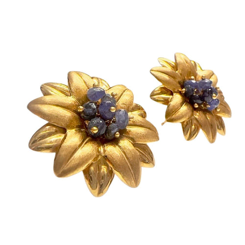 Boucles d'oreilles PENDIENTES DISEÑO CONTEMPORÁNEO SIGLO XX de ORO 18 kts con ZAFIROS 58 Facettes Q135B (950)