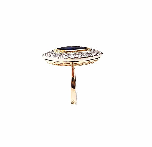 Bague 54.5 Bague marquise or jaune platine saphir et diamants 58 Facettes Bag.marq.1281.3