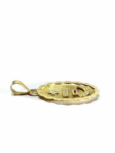 Pendentif Augis - Médaille d'Amour en or jaune et rubis 58 Facettes