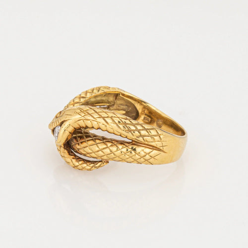 Bague Bague serpent en or jaune 18 carats avec diamants et serpent enroulé Taille 7 Bijoux de cocktail 58 Facettes G13721