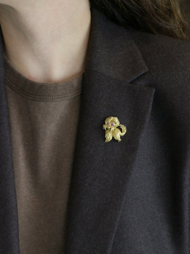Broche Broche animalière chien or jaune rubis 58 Facettes 1014.2
