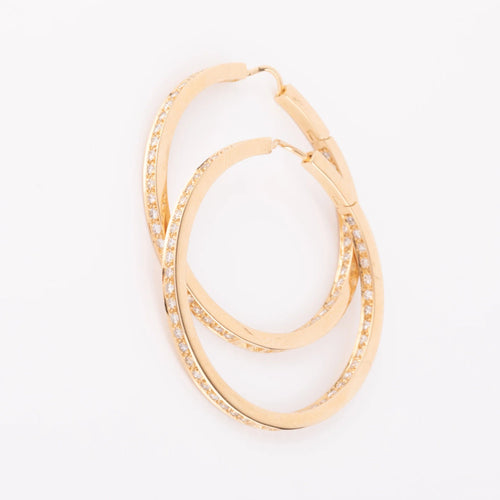 Boucles d'oreilles Créoles en diamants sur or jaune 58 Facettes 1