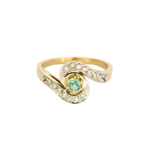 Bague 56.5 Bague en or jaune, gris, topaze et diamants 58 Facettes ROD3526