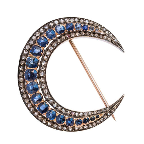 Broche Broche croissant saphirs et diamants 58 Facettes 14-104