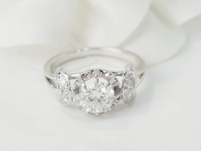 Bague 57 Bague solitaire en or blanc platine et diamant 1,20ct 58 Facettes 33557
