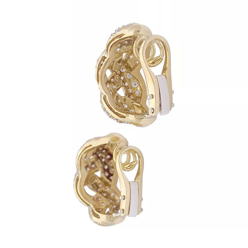 Boucles d'oreilles Boucles d'oreilles, "Tresse" or jaune, diamants. 58 Facettes 33736