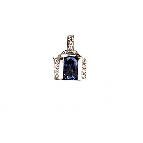 Pendentif Pendentif Or Blanc Saphir & Diamants 58 Facettes