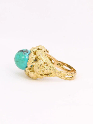Bague vintage OMEGA GILBERT ALBERT bille de turquoise