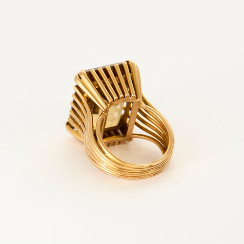 Bague 53 Bague Cocktail or jaune, quartz fumé 58 Facettes LAN1185