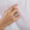 Bague 53 Bague or gris ornée d'une aigue marine 58 Facettes GU51