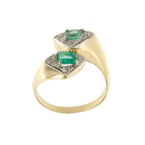 Bague 58 Bague contraire avec émeraudes et diamants 58 Facettes 26976