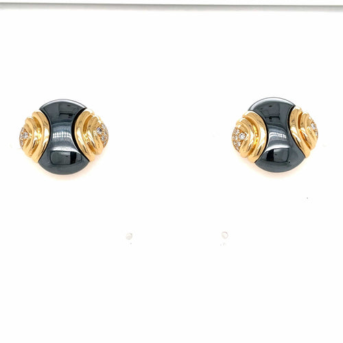 Boucles d'oreilles Boucles d'oreilles Bulgari en or jaune 18 carats avec diamants et hématite 58 Facettes