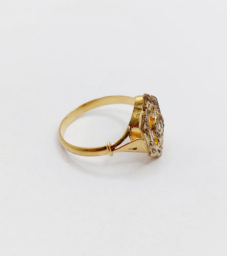 Bague 53.5 Bague marquise Art Déco or jaune, diamant taille rose (circa 1910) 58 Facettes A06376