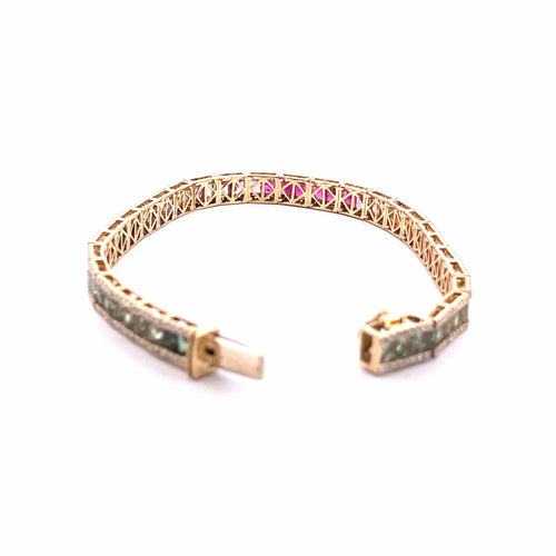 Bracelet Bracelet raimbow or 18 carats multi-saphirs et diamants 58 Facettes