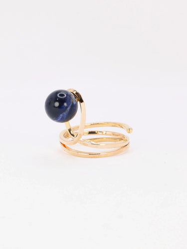 Bague 57 Bague moderniste or jaune sodalite 58 Facettes 1087.16