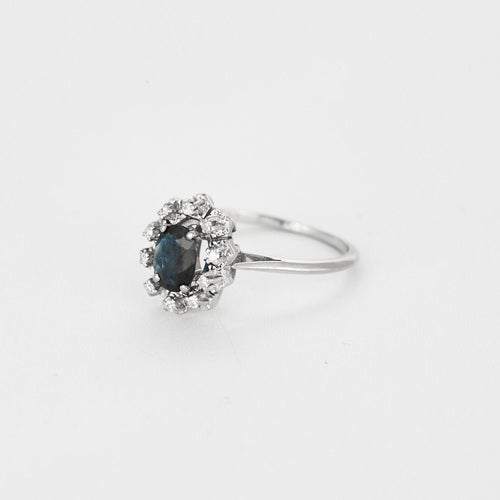 Bague 55 Bague marguerite or blanc et saphir 58 Facettes GU196