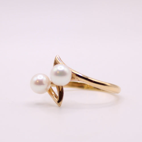 Bague Bague Toi et Moi or jaune 18k et perles de culture 58 Facettes