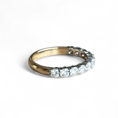 Bague 61 Demi-alliance en or 18 carats avec 11 diamants 58 Facettes 360